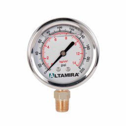 Manómetro glicerina 0-200 psi carátula 21/2" conex. inferior 1/4