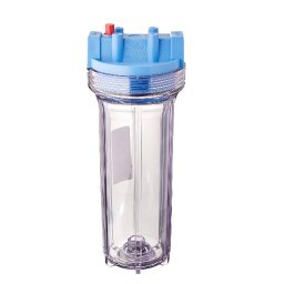 Portafiltro Transparente para cartucho 2.5" x 10" conex. 3/4 NPT C/AZ