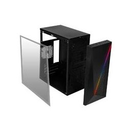 GABINETE ACTECK KIOTO GC460 / MINI TORRE / MICRO ATX, MINI ITX / FUENTE 500W / ILUMINACION RGB / PANEL ACRILICO, METAL / NEGRO / AC-933070