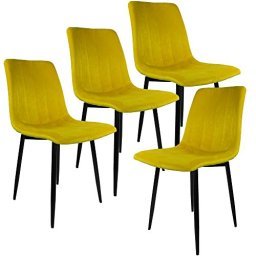 Juego de 4 sillas de comedor, sillas de comedor de terciopelo para  interiores con respaldo de asiento acolchado, patas recubiertas negras,  modernas
