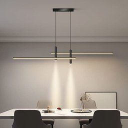  Viruhaka Lámpara colgante LED regulable para isla de cocina, 15  W, moderna lámpara de comedor negra, 1 anillo, iluminación colgante para  dormitorio, mesita de noche, cable de 59 pulgadas, luz diurna