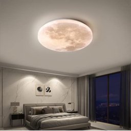 Espejo de baño con forma de luna redonda, luz LED ajustable de 3