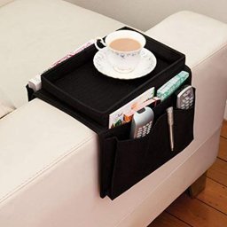 Soporte para taza de sofá con organizador de control remoto y soportes para  teléfono celular, bandeja para brazos de sofá, mesa de reposabrazos