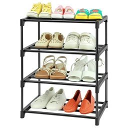 LNYZQUS Zapatero pequeño de 4 niveles, estante de zapatos apilable de metal  para niños, organizador de zapatos para armario, entrada, pasillo