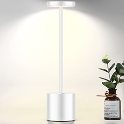Lámpara de mesa portátil LED recargable inalámbrica de 3 vías regulable con  pantalla de tela, base negra, control remoto para dormitorio, sala de
