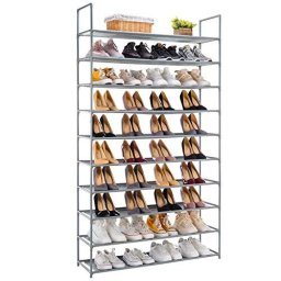 Simple Houseware Organizador de zapatos para colgar, 10 estantes, color  gris