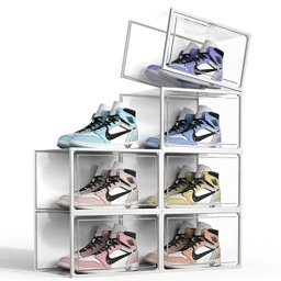 Attelite Caja de zapatos frontal caída, juego de 6, caja de zapatos de  plástico apilable con puerta transparente, como caja de almacenamiento de