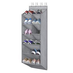 Zapatero moderno gris y negro organizador de zapatos con puertas, estantes,  cajones, en grande