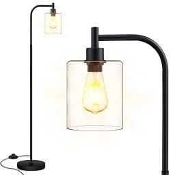 DLLT - Lámpara de pie LED moderna de esfera de 9 W, lámpara de pie de globo  de vidrio esmerilado para dormitorio, ahorro de energía, poste alto de