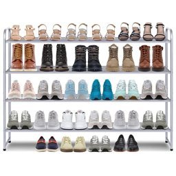 AOODA Zapatero de metal largo de 2 niveles para armario, organizador de  almacenamiento de zapatos apilable ancho, 18 pares de zapatero bajo pequeño