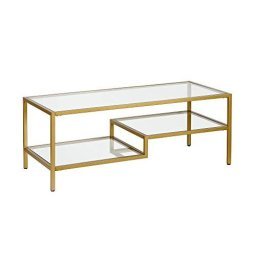  Mesa de comedor de cristal de 51 pulgadas para 4, mesa de  comedor rectangular contemporánea con parte superior de vidrio templado y  patas de acero inoxidable con acabado dorado, mesa de