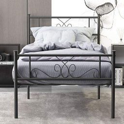 Base de cama plegable de tamaño matrimonial, base de cama de plataforma de  metal negro, no necesita somier, base de cama de plataforma de tamaño
