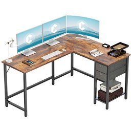 Escritorio esquinero triangular con cajón y estantes de almacenamiento,  pequeño escritorio de esquina para maquillaje, escritorio para computadora