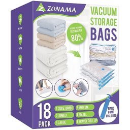  Paquete de 12 bolsas de ahorro de espacio al vacío (3 jumbo, 3  grandes, 3 medianas y 3 pequeñas) para almacenamiento de ropa, ropa de  cama, almohadas, viajes, sellador de vacío