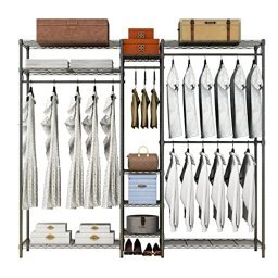 Kit de armario con varillas para colgar, sistema de armario esquinero,  estantes de armario, organizadores de armario y estantes de almacenamiento