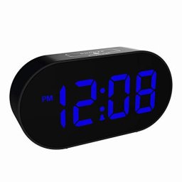  ALANAS Reloj despertador digital con doble alarma, espejo LED  reloj despertador para dormitorio para niños, brillo ajustable, repetición,  2 puertos USB para carga de teléfono celular, pantalla de 12/24 horas. 