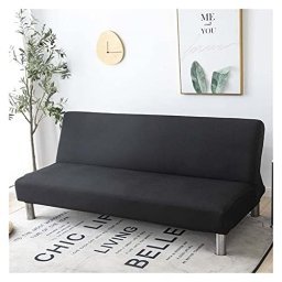 Funda de sofá cama sin brazos de color liso de poliéster y elastano,  elástica, para futón, 3 plazas, elástica, plegable, se adapta a sofá cama