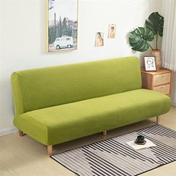  JLKC Funda de sofá cama sin brazos de 2 plazas, funda de  elastano verde azulado para sofá cama pequeño sin brazos y patas cubiertas,  funda plegable para sofá cama, se adapta