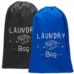 2 bolsas de lavandería de viaje impermeables con asa, bolsa de ropa sucia  para viajes, cesta de lavandería colgante con dos bolsillos con cremallera