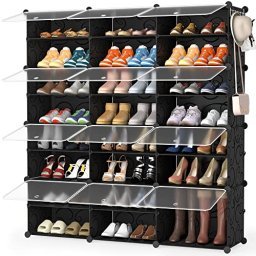 Caja de zapatos portátil para sala de estar, gabinete de almacenamiento  apilable con puertas y estantes, caja de zapatos para armario.