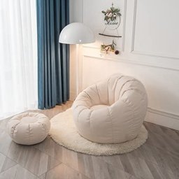 Mini puf, sin relleno, muebles de sala de estar, grande, redondo, suave y  esponjoso (solo es una funda, no un puf completo), puf de piel sintética