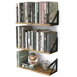 Estantería pequeña para libros: estantería de madera de 3 niveles,  estantería industrial con protección de bordes, estantes estrechos de  metal