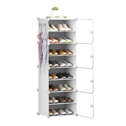 HOMIDEC Zapatero de 8 niveles, armario de almacenamiento de zapatos de 32  pares de estantes de plástico para zapatos, organizador para armario