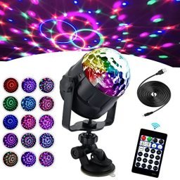 Luces de fiesta, 15 ojos RGB para DJ, luces estroboscópicas, proyector LED  activado por sonido con control remoto y 125 efectos de proyección para