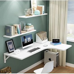 Mesa plegable montada en la pared, escritorio flotante de espacio pequeño  para mesa de cocina, escritorio de computadora de jardín con soporte de