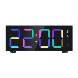 ORIA Reloj despertador digital, 6.5 pulgadas de espejo LED grande, reloj  despertador LED con espejo, con repetición, 3 brillo ajustable, 2