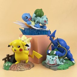 3 Figuras de Colección Pokémon Bulbasaur Pikachu Squirtle Togepi PVC