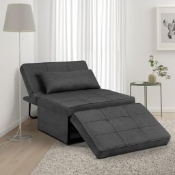 Sillón convertible 3 en 1, sofá cama individual, reclinable pequeño para  espacio pequeño con almohada lumbar, bolsillos laterales, tela de lino