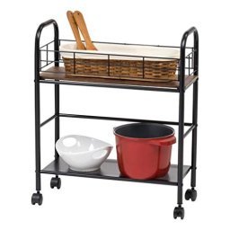  Belleze - Carrito de cocina con ruedas Carrito de  almacenamiento de gabinete, Carrito rodante de almacenamiento resistente,  color negro, blanco : Hogar y Cocina