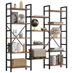 IRONCK Estanterías industriales y estanterías, estante de escalera de 5  niveles con marco de metal para sala de estar, oficina en casa, color  marrón