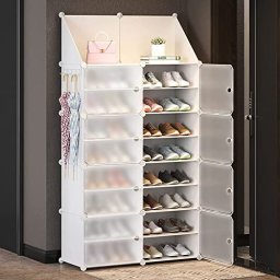  UNZIPE Zapatero de 8 cubos de 16 niveles, 32 pares de plástico  independiente organizador de zapatos, estantes de zapatos para entrada,  pasillo, armario o dormitorio, color blanco : Hogar y Cocina