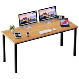 Escritorio ejecutivo de 63 pulgadas, escritorio de oficina con patas de  metal fuertes, escritorio de computadora de madera gruesa industrial,  muebles
