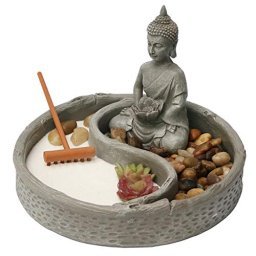 U&S Kit de jardín Zen de escritorio en miniatura, jardín de arena Zen  japonés, alivio del estrés, meditación, Buda Zen jardín, mini jardín Zen de  mesa