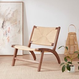 Mecedora de patio para exteriores/interiores, silla mecedora de madera con  almohada lumbar, sillas tapizadas modernas y cómodas para sala de estar