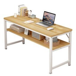 Escritorio ejecutivo de 63 pulgadas, escritorio de oficina con patas de  metal fuertes, escritorio de computadora de madera gruesa industrial,  muebles