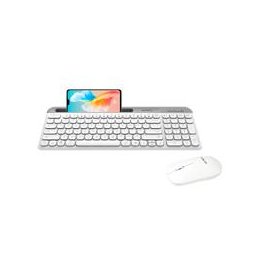 KIT ACTECK CREATOR VIRTUOS SILK MK720 / TECLADO Y MOUSE / INALAMBRICO / DUAL BLUETOOTH + ADAPTADOR USB / RECARGABLE / ESPAÑOL / 100 TECLAS / MULTIMEDIA / 4000 DPI / OPTICO / BLANCO / AC-936262
