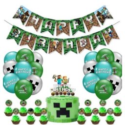 Set 20 Globos Látex Minecraft Letrero Fiesta y Decoración Modelo 3