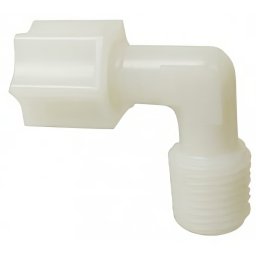 Conector codo 90º tipo Jaco 1/4" Compresión x 1/4" Macho NPTF (sin inserto)
