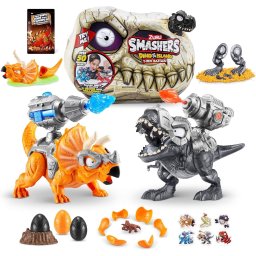 Figura Smashers Batallas T-Rex Dino Island Negra Zuru 50 Sorpresas Triceratops