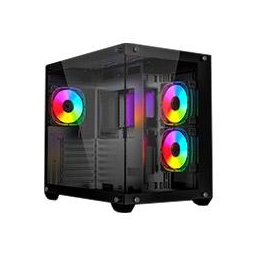 GABINETE OCELOT GAMING A-CUBE 1 / MID TOWER / ATX, M-ATX, ITX / PANEL LATERAL Y FRONTAL DE CRISTAL TEMPLADO / INCLUYE 3 VENTILADORES / ENFRIAMIENTO LIQUIDO HASTA 360MM / GPU HASTA 410MM / COLOR NEGRO
