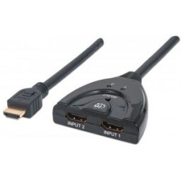 Switch de Video Manhattan 207416 - 2 Puertos HDMI - con Interruptor