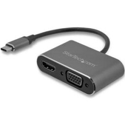 Adaptador StarTech.com CDP2HDVGA - USB-C a VGA y HDMI - Gris Espacial