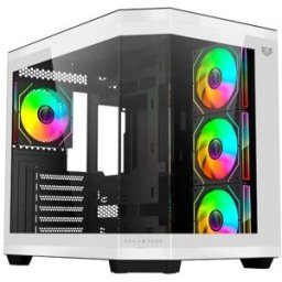 Gabinete Gamer Balam Rush Tank Master 9600 TB - Media Torre - ATX/Micro ATX/Mini ITX - 4x Ventiladores - Panel Lateral - Blanco con Negro