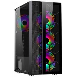 Gabinete Gamer YeYian Rapture 2500 - Media Torre - ATX/Micro ATX - 3 Ventiladores - Panel Lateral - Negro