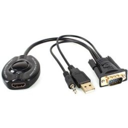Convertidor VGA a HDMI Brobotix - Negro, VGA, HDMI+ Audio
