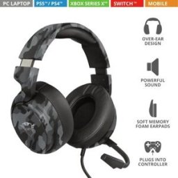 Diadema Trust GXT 433 Pylo - Alámbrico - Micrófono - Negro con Gris